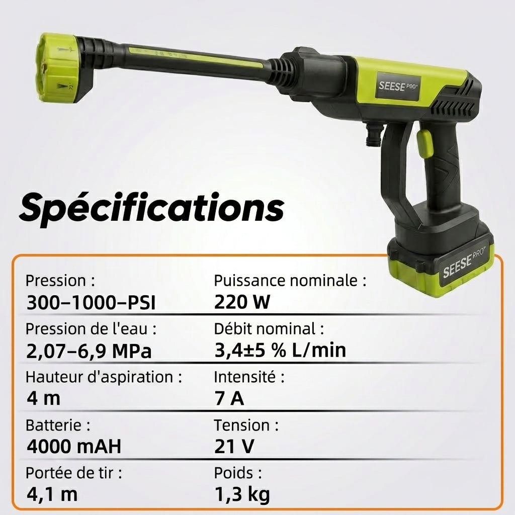 Seese Pro™ - Nettoyeur Haute Pression Sans Fil